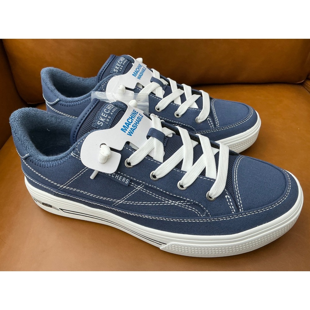 Skechers Arch Fit Arcade Meet Ya There Shoes Women 10 Blue New Wide Fit Canvas